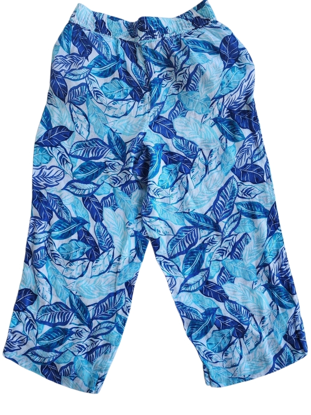 Sigrid Olsen Blue and Aqua Linen Print Pants - Picture 3 of 8
